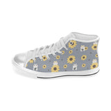 Cute hamster sunflower pattern background Women's High Top Canvas Shoes White