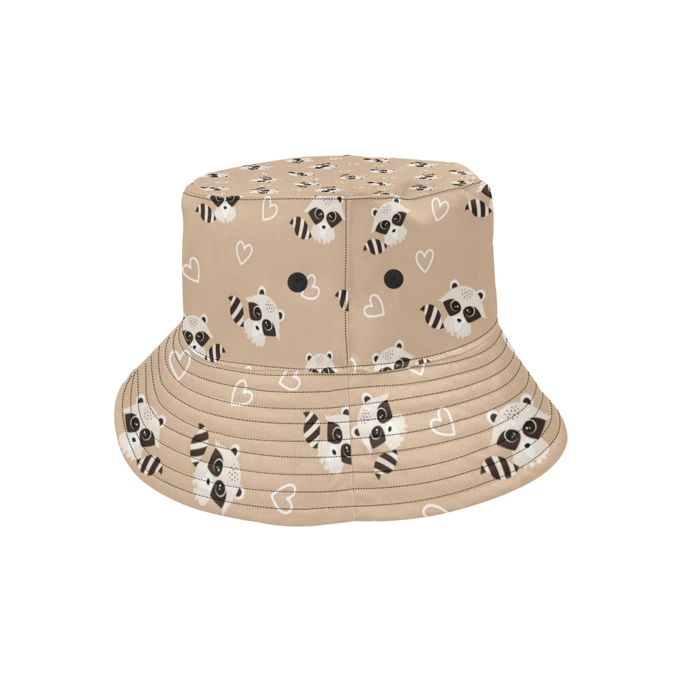 Cute raccoon heart pattern Unisex Bucket Hat
