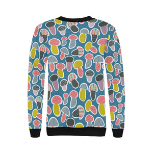 Colorful mushroom design pattern Women's Crew Neck Sweatshirt