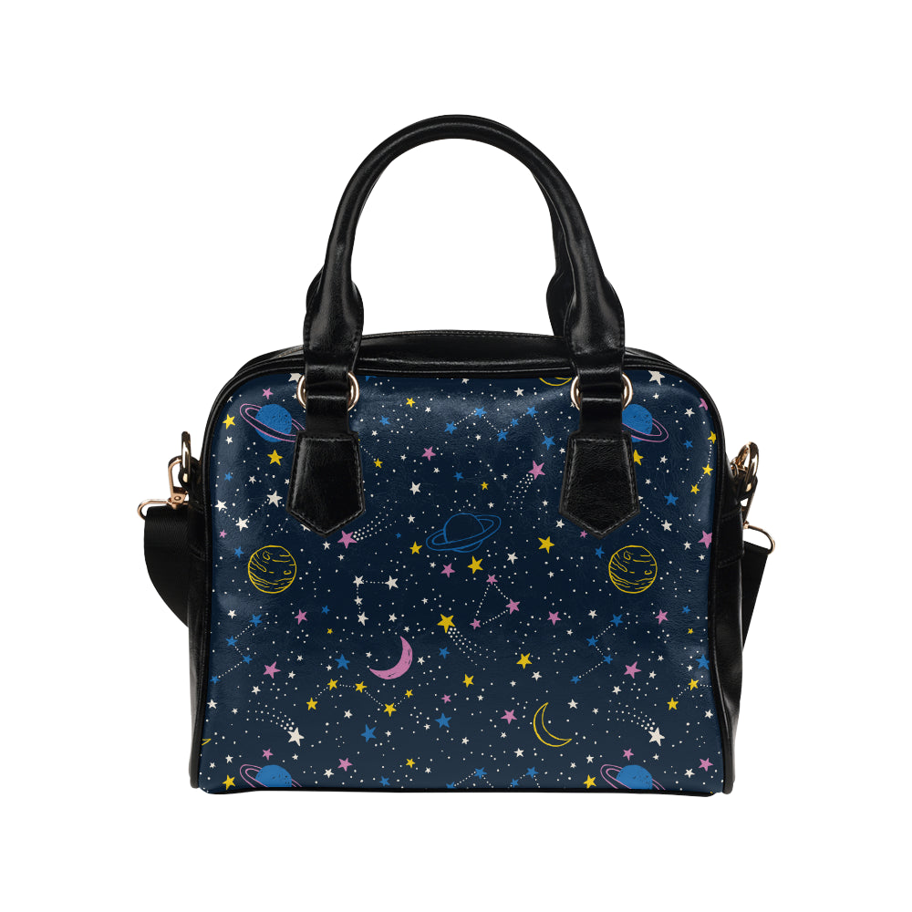 space pattern with planets, comets, constellations Shoulder Handbag
