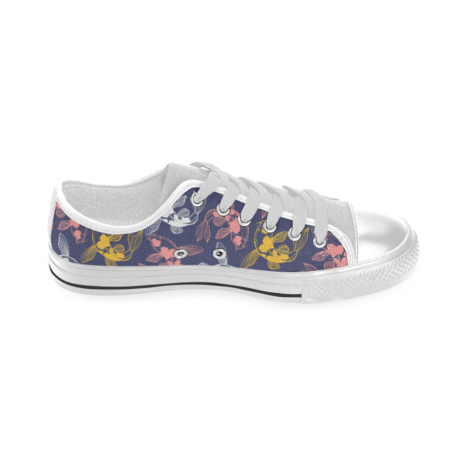 Koi Fish Carp Fish pattern Men's Low Top Shoes White