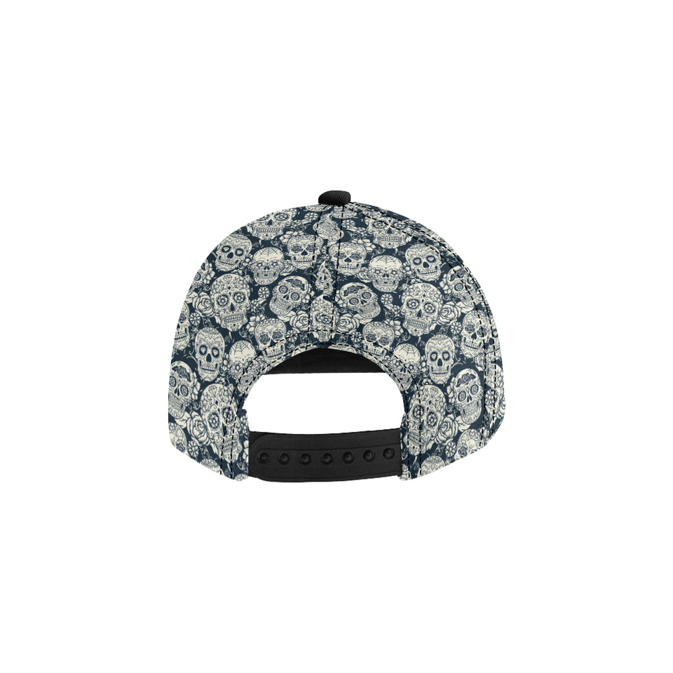 Sugar skull black white pattern All Over Print Snapback Cap