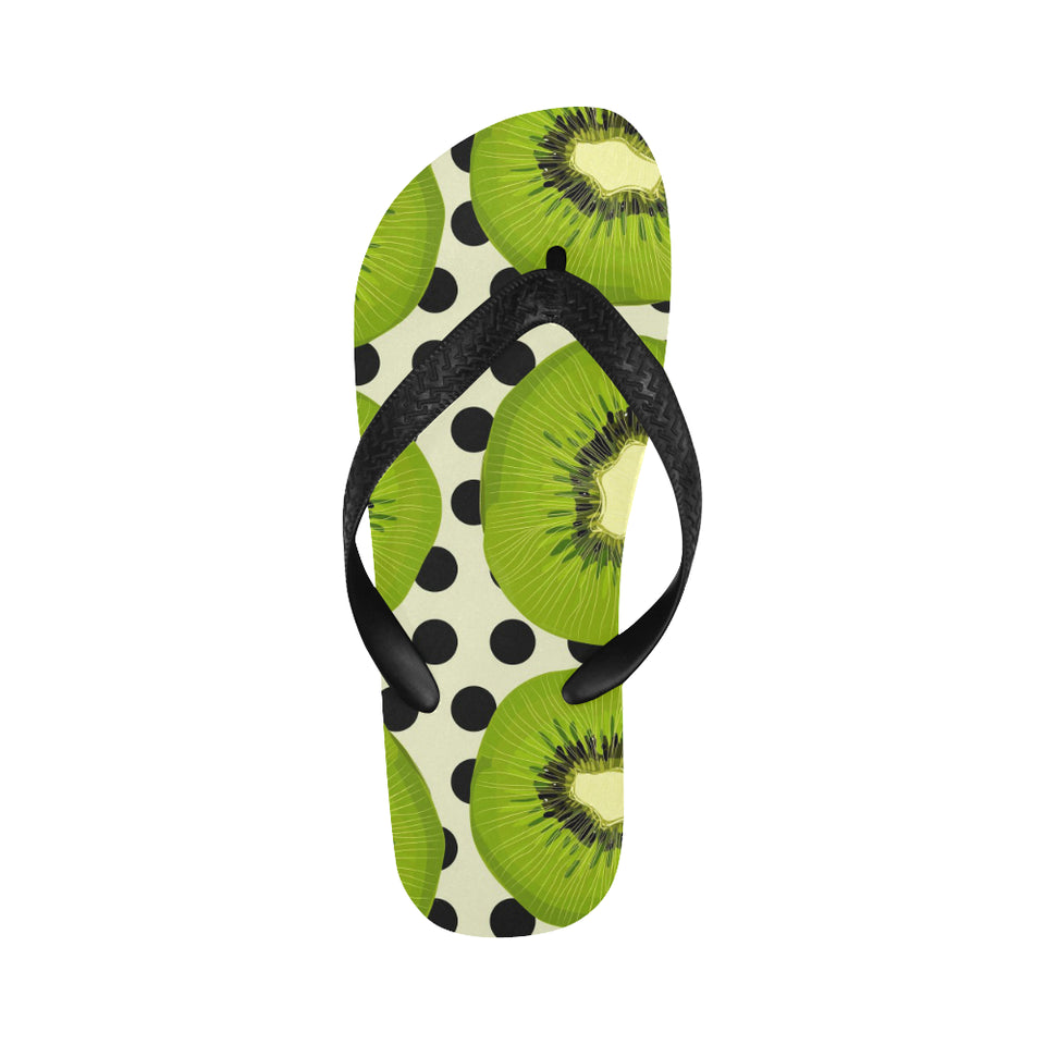 kiwi black dot background Unisex Flip Flops