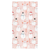 Cute snowman christmas tree snowpink background Bath Towel