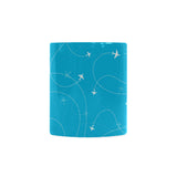 Airplane destinations blue background Classical White Mug (Fulfilled In US)