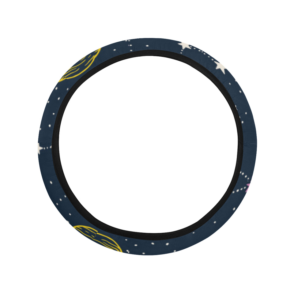 space pattern with planets, comets, constellations Car Steering Wheel Cover