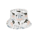 Polar bears star poka dot pattern Unisex Bucket Hat