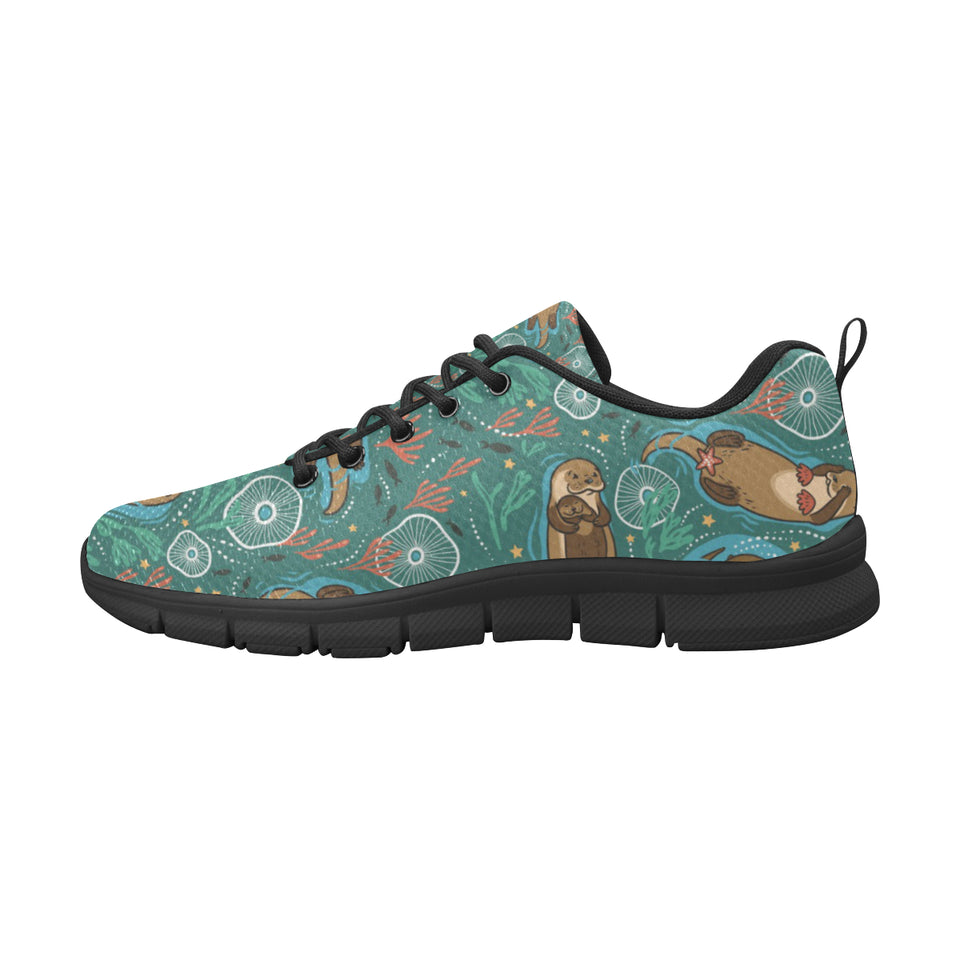 cute brown sea otters ornamental seaweed corals gr Women's Sneaker Shoes