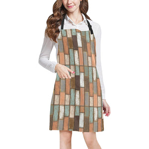 Wood Printed Pattern Print Design 02 All Over Print Adjustable Apron