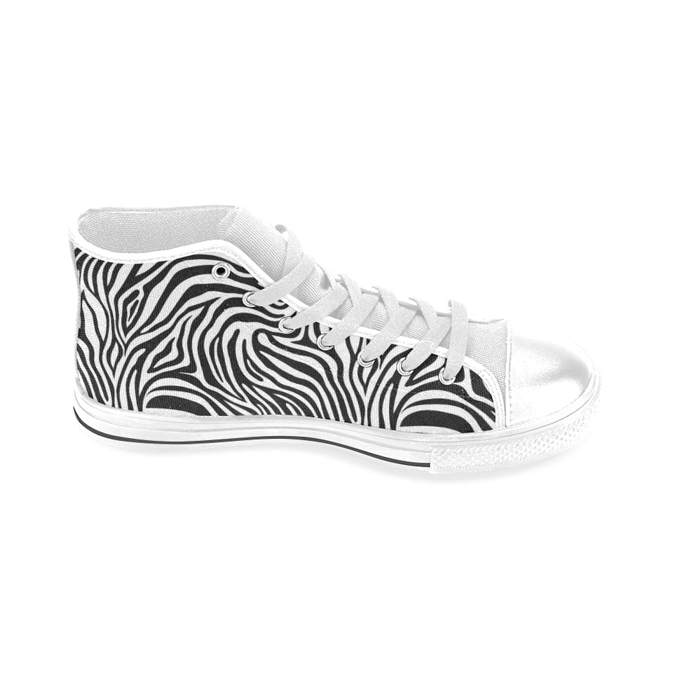 Zebra skin pattern Men's High Top Canvas Shoes White