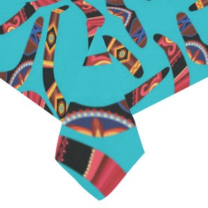 Boomerang Australian aboriginal ornament blue back Tablecloth