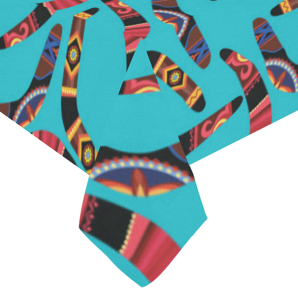 Boomerang Australian aboriginal ornament blue back Tablecloth