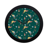 Kangaroo leaves pattern Elegant Black Wall Clock