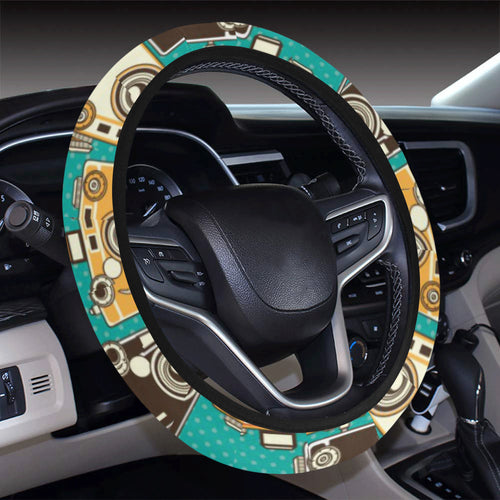 Camera Pattern Print Design 03 Car Steering Wheel Cover