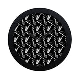 Saxophone music notes treble clef black white them Elegant Black Wall Clock
