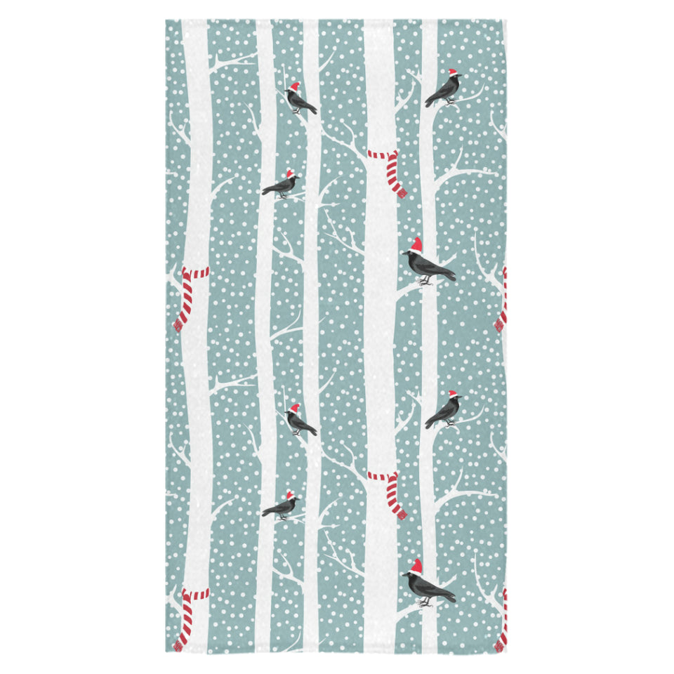 Crows christmas hat scarf Bath Towel