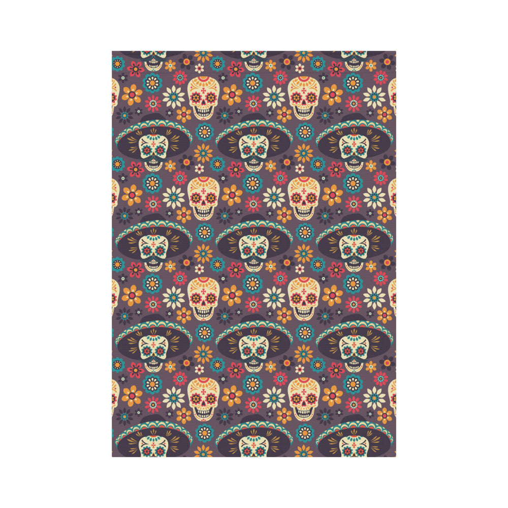 Sugar skulls flower maxican pattern House Flag Garden Flag