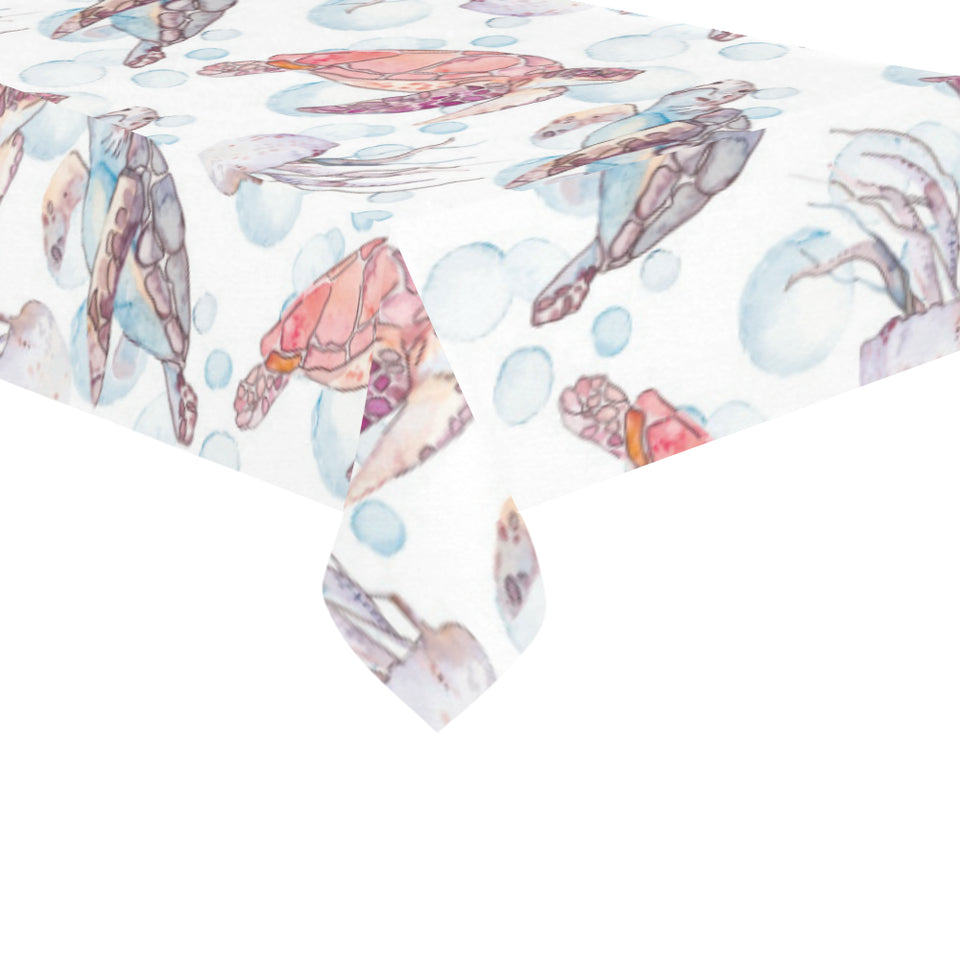 Watercolor sea turtle jellyfish pattern Tablecloth