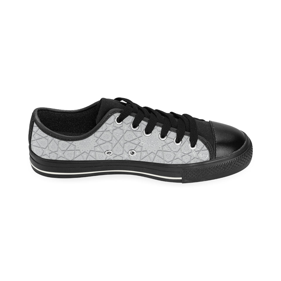 arabic star pattern Men's Low Top Canvas Shoes Black