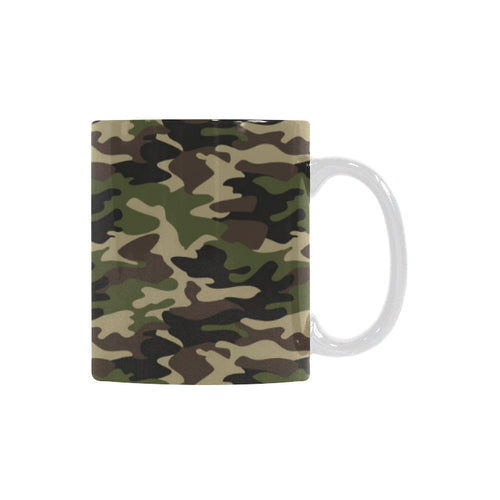 Dark Green camouflage pattern Classical White Mug (Fulfilled In US)