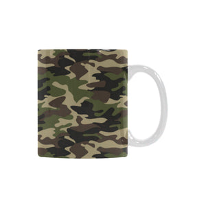 Dark Green camouflage pattern Classical White Mug (Fulfilled In US)