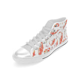 Watercolor Koi Fish Carp Fish pattern Men's High Top Canvas Shoes White