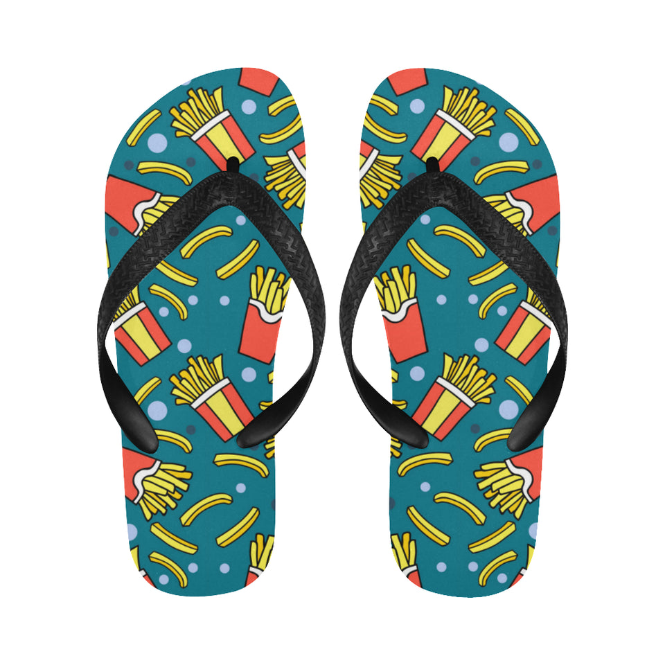 French fries red paper box pattern Unisex Flip Flops