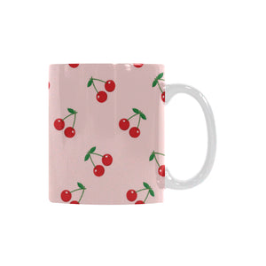 cherry pattern pink background Classical White Mug (Fulfilled In US)