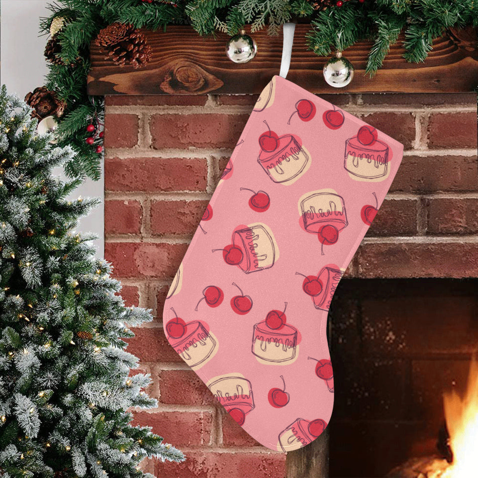 Cake cherry pattern Christmas Stocking