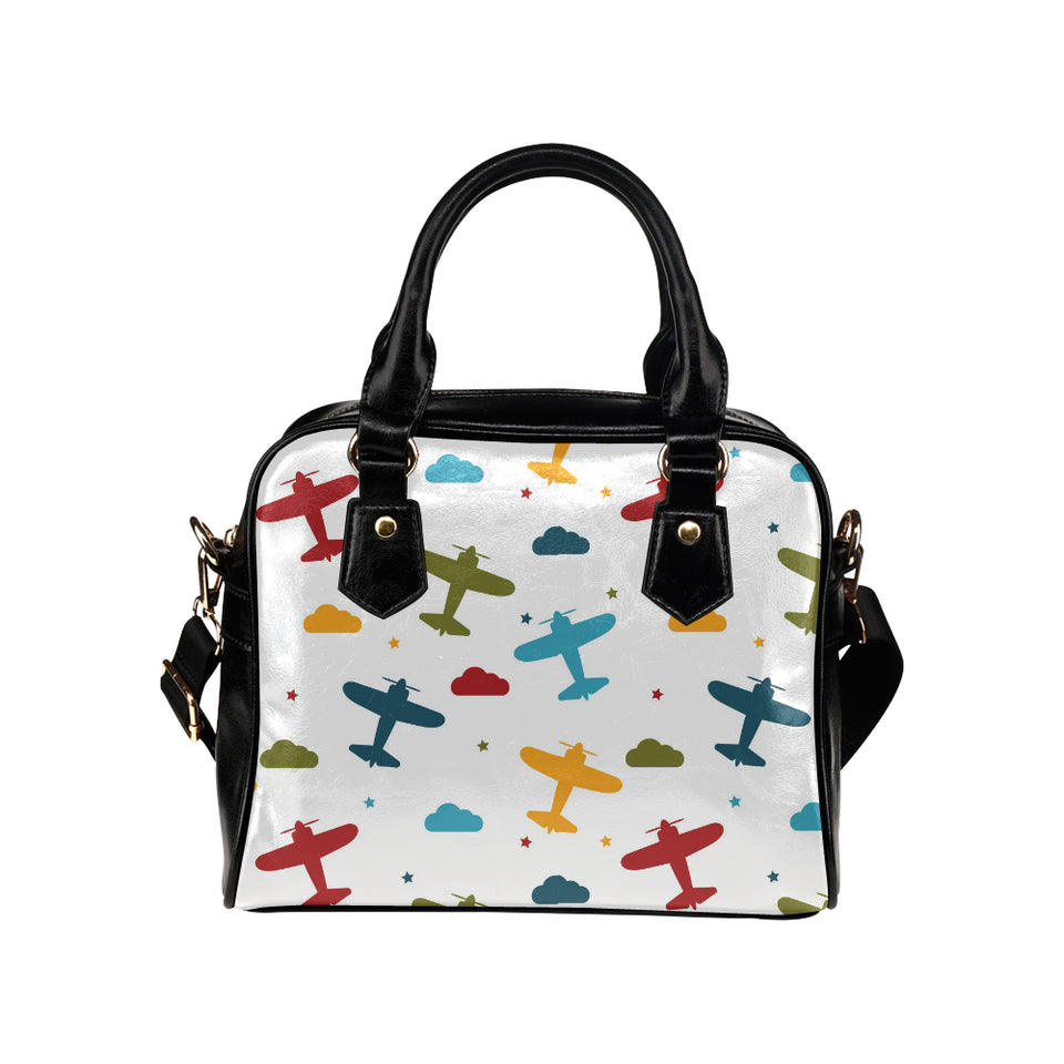Airplane star cloud colorful Shoulder Handbag