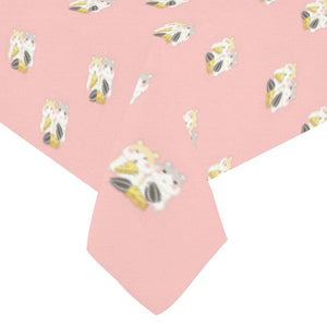 Cute hamster cheese pattern pink background Tablecloth