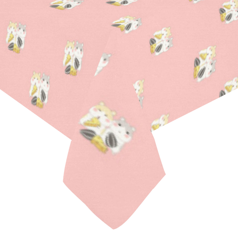 Cute hamster cheese pattern pink background Tablecloth