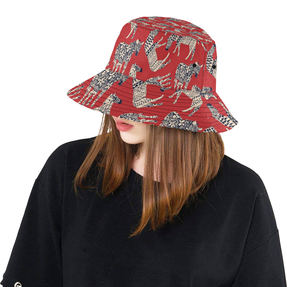 Zebra abstract red background Unisex Bucket Hat