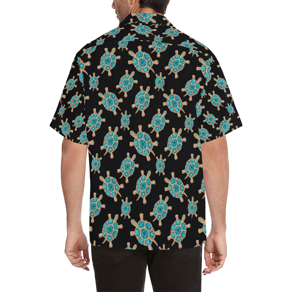 Sea turtle blue stone pattern Men's All Over Print Hawaiian Shirt