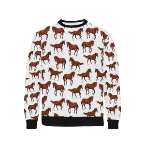 Horses running pattern background Men's Crew Neck Sweatshirt
