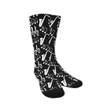 Saxophone music notes treble clef black white them Crew Socks