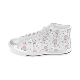 Cute poodle dog star pattern Women's High Top Canvas Shoes White
