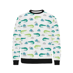 watercolor crocodile pattern Men's Crew Neck Sweatshirt