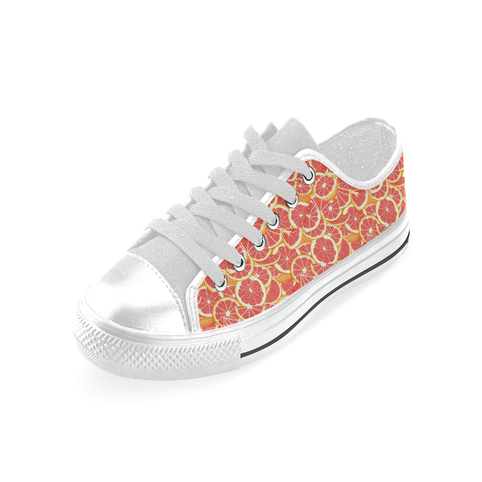 Tropical grapefruit pattern Men's Low Top Shoes White