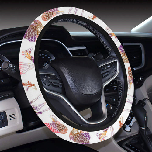 Giraffe Pattern Print Design 02 Car Steering Wheel Cover