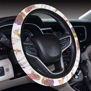 Giraffe Pattern Print Design 02 Car Steering Wheel Cover