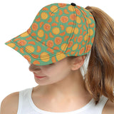 orange fruit pattern green background All Over Print Snapback Cap