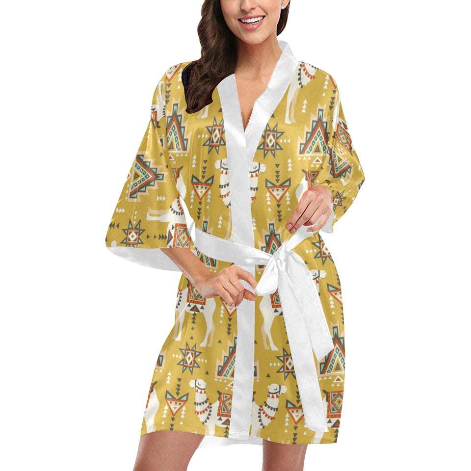 Camels ethnic motif pattern Women's Short Kimono Robe