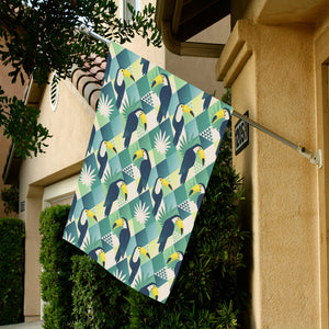 Toucan tropical leaves design pattern House Flag Garden Flag