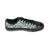 Cute sloths tropical palm leaves white background Men's Low Top Canvas Shoes Black