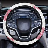 Pink lotus waterlily pattern Car Steering Wheel Cover