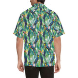 Colorful parrot exotic flower leaves Men's All Over Print Hawaiian Shirt