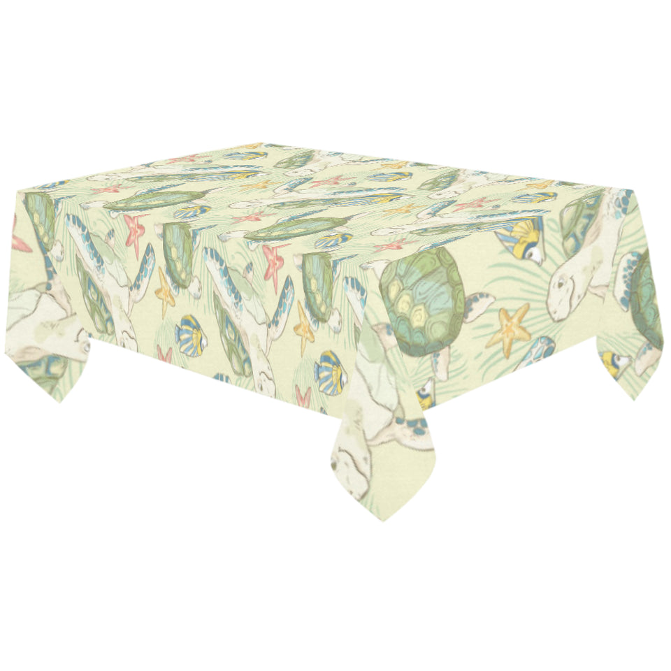 Hand drawn sea turtle fish pattern Tablecloth