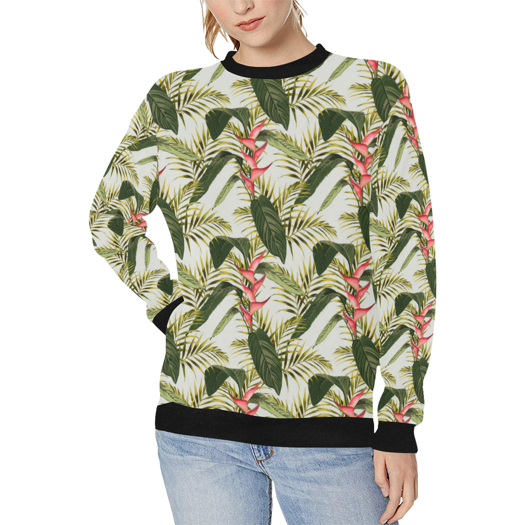 heliconia pattern Women's Crew Neck Sweatshirt