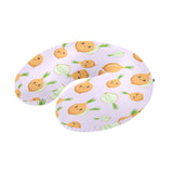 cute onions smiling faces purple background U-Shaped Travel Neck Pillow